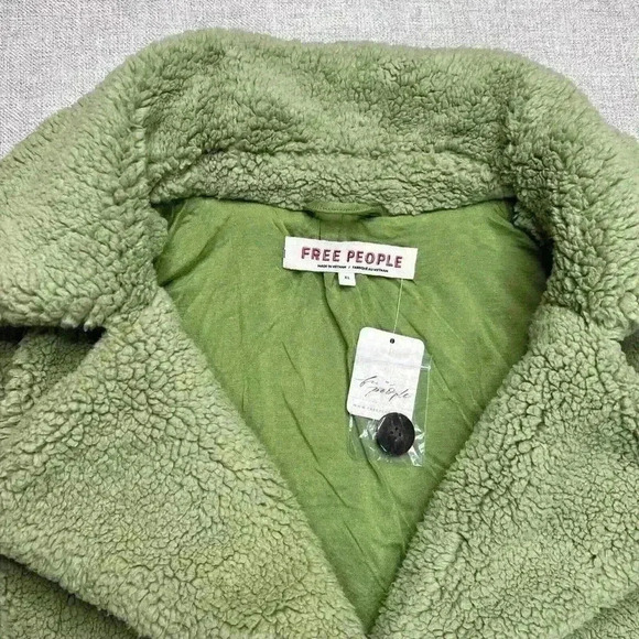Free People Jacket Joplin Teddy Sweet Pistachio Sz XL Green NWT $198 - Picture 6 of 10